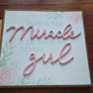 Pink Floral Wall Decor - 'Miracle Girl'